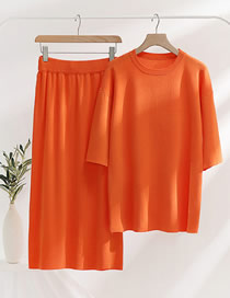 Fashion Orange Red Two Pieces Of Knitted Skirts In The Sleeve Top