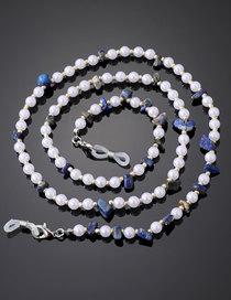 Fashion Dark Blue Gravel Resin Crushed Pearl Beaded Glasses Chain