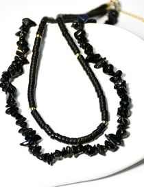 Fashion 3# Geometric Agate Beaded Double Layer Necklace