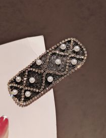 Fashion Square Clip T2 Gray 2 Pieces From The Batch Geometric Diamond And Pearl Rectangular Hair Clip