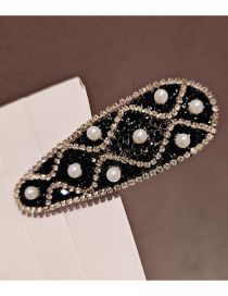 Fashion Water Drop T6 Black 2 Pieces From The Batch Geometric Diamond And Pearl Drop Hair Clip