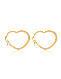 Fashion Kc Golden Heart Trumpet 5913 Titanium Steel Hollow Heart Earrings