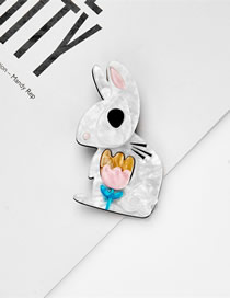 Fashion White Cartoon Simulation Flower Rabbit Brooch