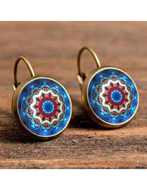 Fashion 17# (2 Pieces) Geometric Print Round Timepiece Hoop Earrings
