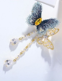 Fashion Blue Shirishi Butterfly Chain Stroke Brooch