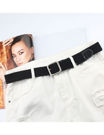 Fashion Black 2 Founded Buckle Woven Elastic Loose Belt