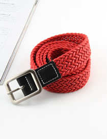 Fashion Red Wax Rope Woven Cotton And Linen Fastening Leather Belt Belt