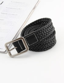 Fashion Black Wax Rope Woven Cotton And Linen Fastening Leather Belt Belt