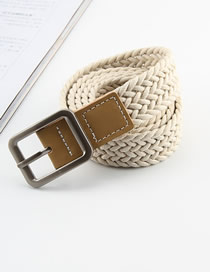 Fashion Apricot Wax Rope Woven Cotton And Linen Fastening Leather Belt Belt