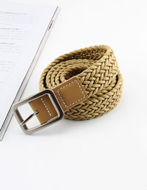 Fashion Khaki Wax Rope Woven Cotton And Linen Fastening Leather Belt Belt