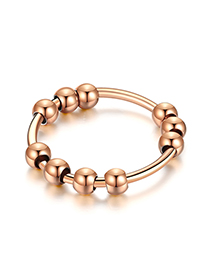 Fashion Rose Gold Stainless Steel Rotation Round Bead Ring (4mm)