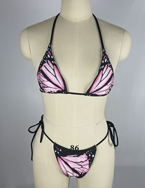 Fashion Pink Butterfly Polyester Print One-piece Swimsuit