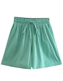 Fashion Green Polyester Stripe Lace-up Shorts