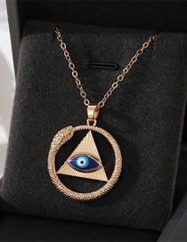 Fashion Round Snake Triangle Alloy Drip Eye Triangle Necklace