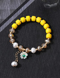 Fashion Yellow Resin Geometric Beaded Flower Bracelet