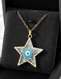 Fashion White Five-pointed Star Alloy Drip Oil Pentagram Eye Necklace