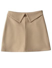 Fashion Khaki High Waist Double Ruffle Skirt