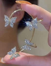 Fashion Jin Zuo Metal Diamond Butterfly Earrings