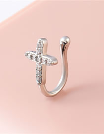 Fashion Silver 1 Metal Diamond Cross Piercing Nose Clip