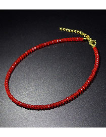 Fashion Red Geometric Crystal Beaded Necklace