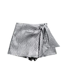 Fashion Silver Lace-up Shorts  Blended