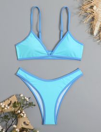 Fashion Blue Polyester One Piece Swimsuit  Polyester