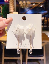 Fashion 3# White Flower Drop Alloy Crystal Tassel Flower Earrings