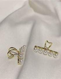Fashion Ear Clip - Gold Geometric Pearl Ear Cuffs