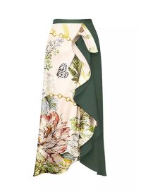 Fashion Green Dress Polyester Print Ruffle Beach Dress