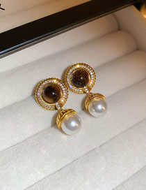 Fashion Gold Alloy Diamond Geometric Round Earrings