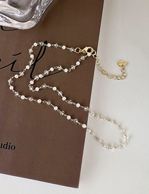 Fashion Silver Pearl Crystal Chain Necklace