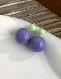 Fashion B Big Purple Ball Resin Contrasting Color Ball Stud Earrings