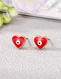 Fashion Red Alloy Drip Eye Heart Stud Earrings