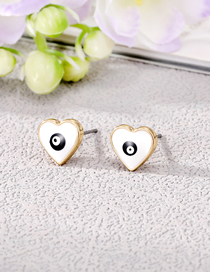 Fashion White Alloy Drip Eye Heart Stud Earrings