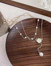 Fashion Gold Pearl Liu Sushan Camellia Double Table Chain