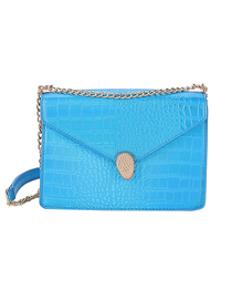Fashion Blue Pu Snake Pattern Flip Mesengers Bag