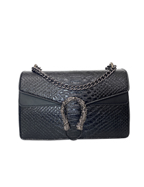 Fashion Black Pu Snake Pattern Flip Mesengers Bag