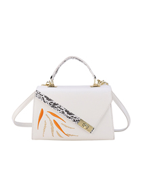 Fashion Off White Pu Contrasting Embroidered Flap Messenger Bag