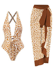 Fashion Twenty One# Polyester Printing Lace -up Swimwear Decorative Beach Skirt Set