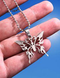 Fashion Silver Alloy Geometric Butterfly Necklace