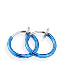 Fashion 2.0*20mm Blue Stainless Steel Geometric Round Ear Clip(single)