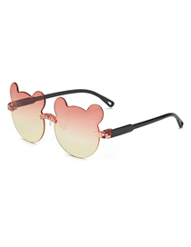 Fashion Upper Red And Lower Yellow (siamese) Pc Cat Ears Rimless Sunglasses