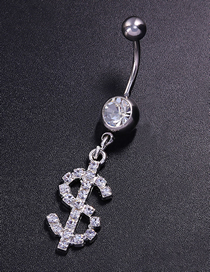 Fashion Silver Alloy Diamond Dollar Piercing Navel Nail