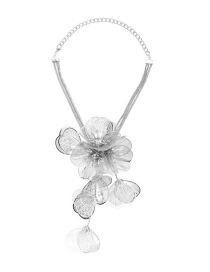 Fashion White K Metal Three -dimensional Flower Necklace