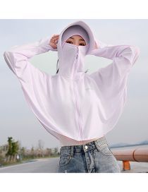 Fashion Purple Polyester Ice Silk Hooded Sun Jacket