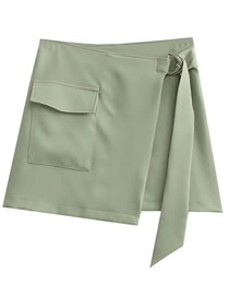 Fashion Bean Green Woven Oversized Pocket Skirt