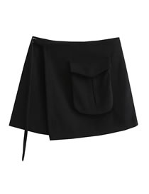 Fashion Black Woven Pocket Cargo Skirt