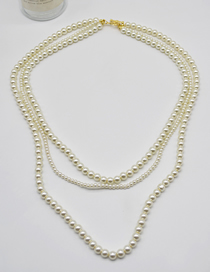 Fashion White Layered Pearl Beaded Necklace