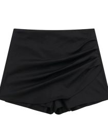 Fashion Black Polyester Fold Skirt