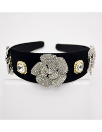 Fashion Black Alloy Diamond-encrusted Camellia Wide-brimmed Headband